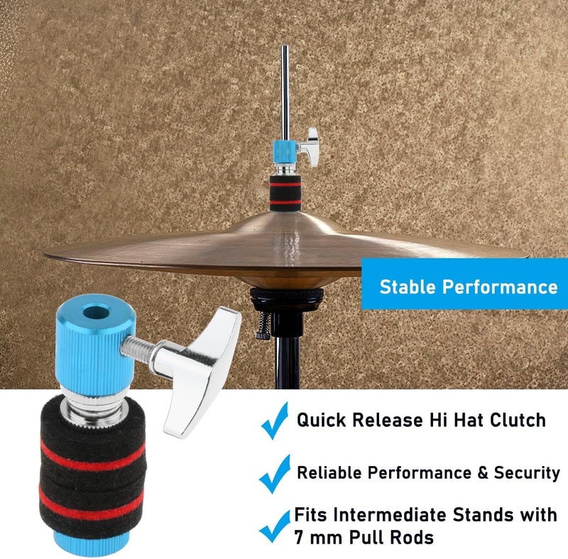 Fiozinx Hi-hat Clutch, Hi Hat Stand for 7mm Rod, Aluminum Hi-hat Clutch Cymbal Standard Hi-Hat Stands for Jazz Drum Parts Accessories (Blue) - Image 2
